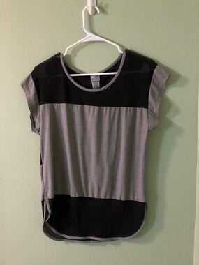 Champion Gray and Black Colorblock Short Sleeve Tee